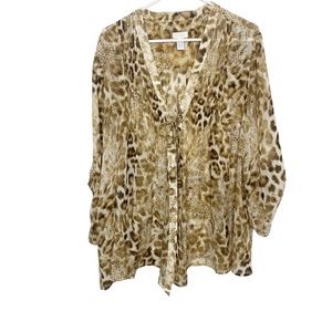 Chicos leopard lightweight blouse size 3 XL f